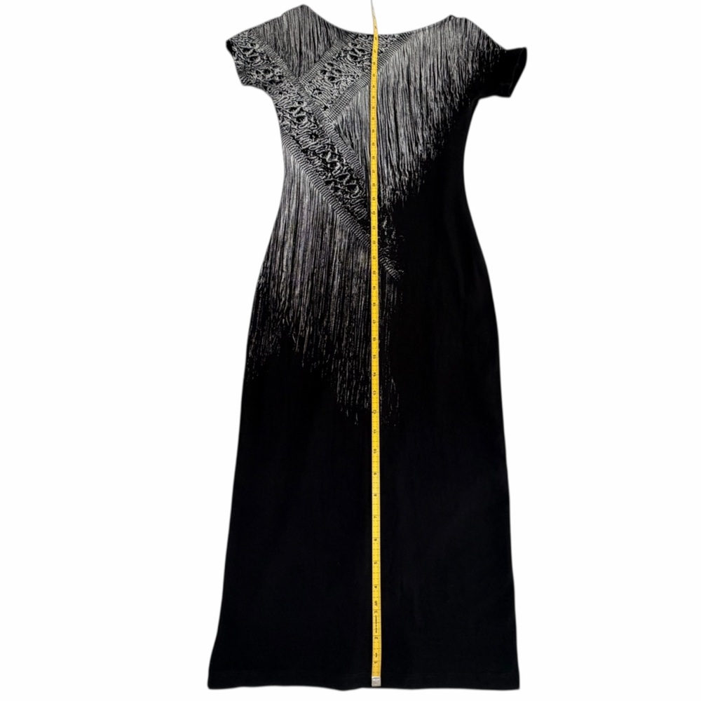 Elegant Isabel de Pedro Chain Printed Black  Short Sleeve Dress- US 4 - Picture 8 of 16